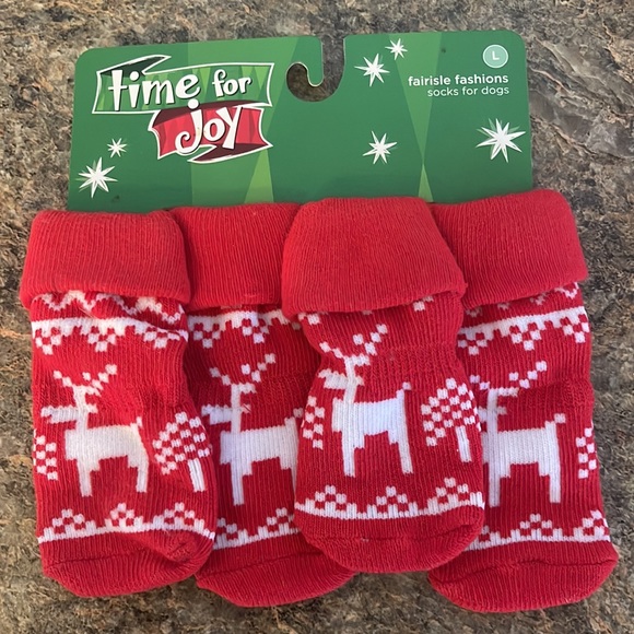 NWT GRIP Socks for Dogs Red and White L - Picture 7 of 7